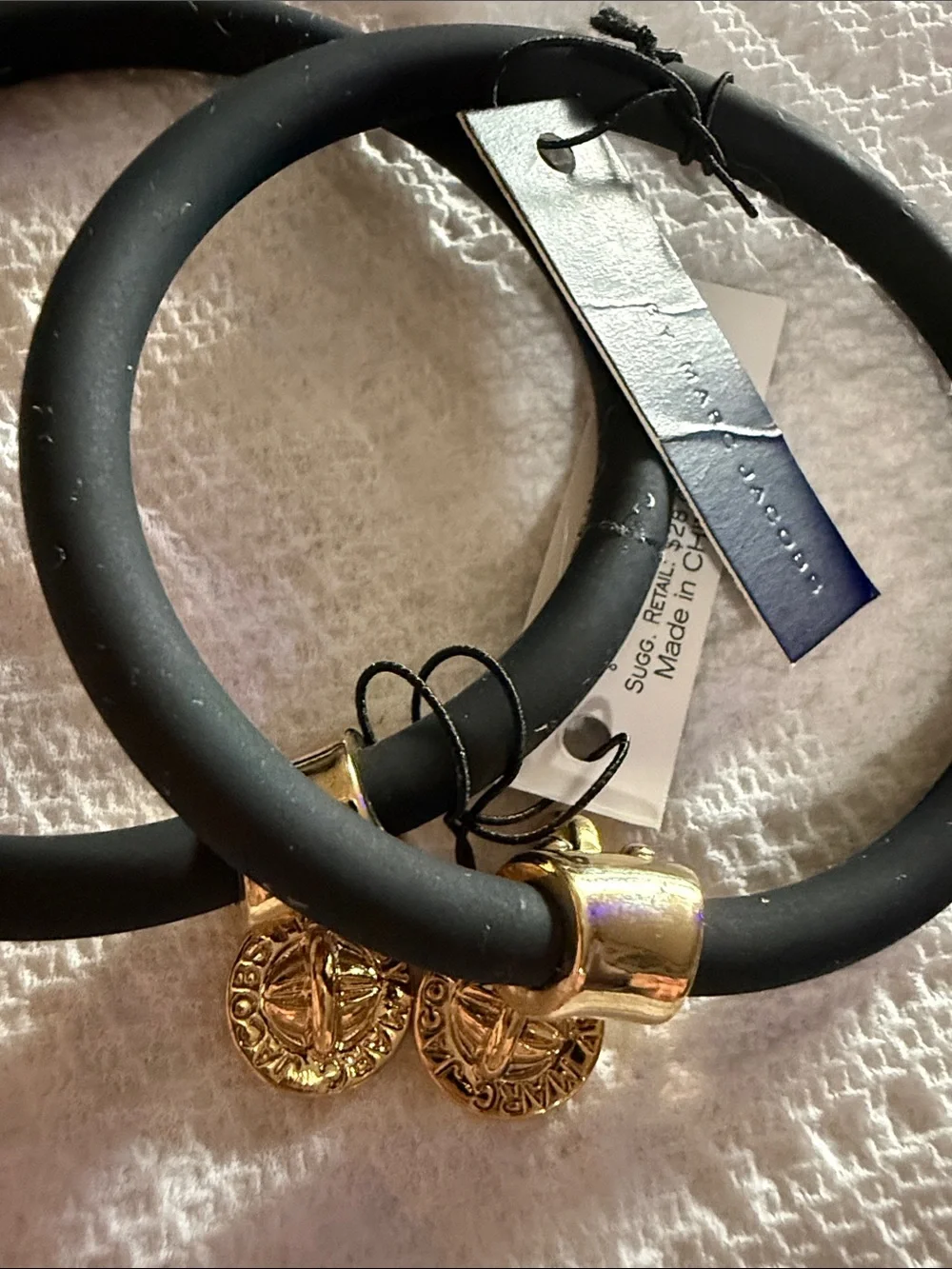 Marc By Marc Jacobs Black Bangles with Gold-Tone Charms